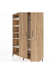 Hyperion Dolap 7 Raflı 2 Kapaklı Tek Askılı 132x44x195 Çam-Çam/Aytaşı