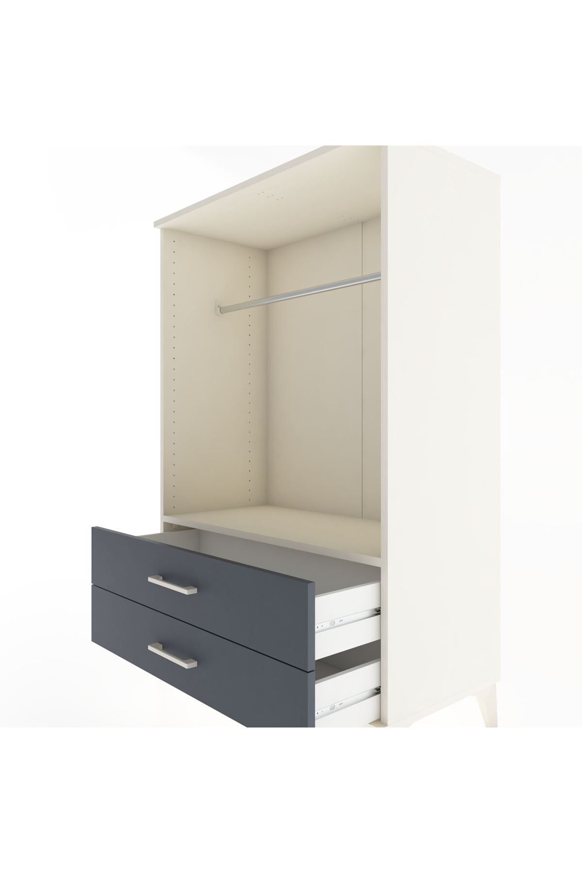 Hyperion Dolap Tek Raflı 2 Çekmeceli Tek Askılı 88x44x134 Aytaşı-Antrasit