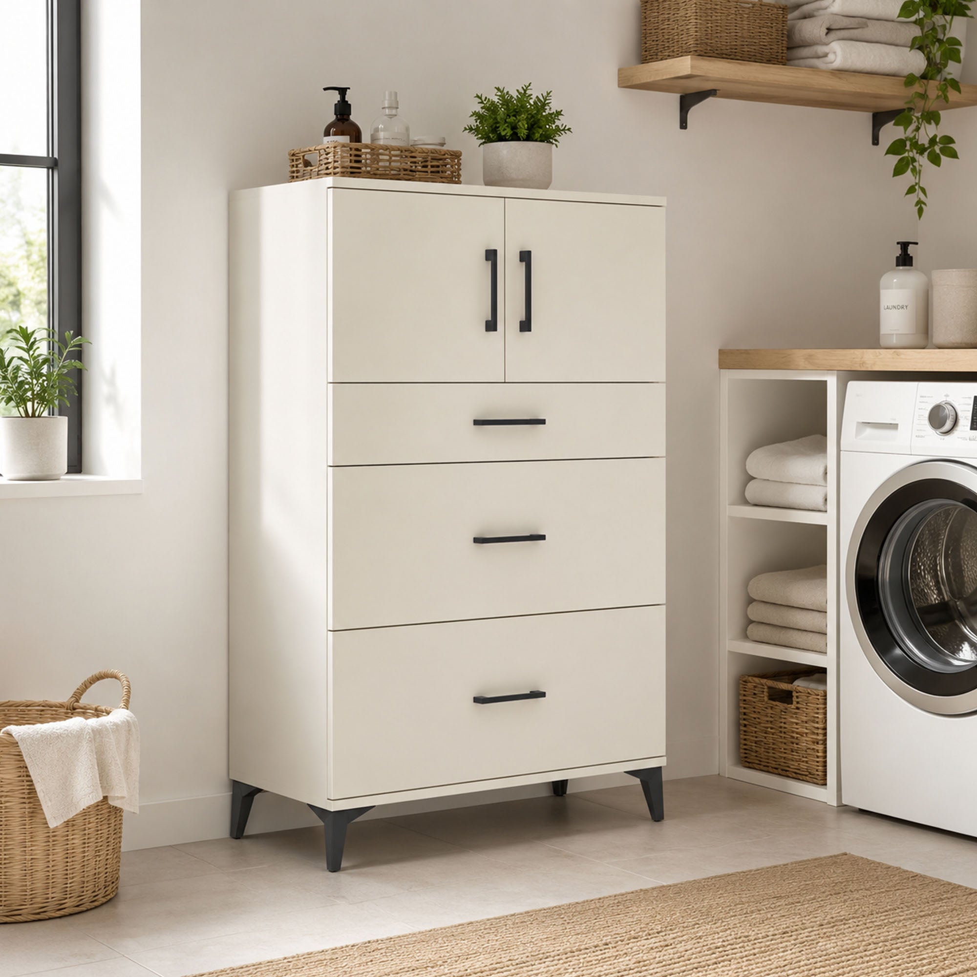 Hyperion Dolap Tek Raflı 3 Çekmeceli 2 Kapaklı 88x44x134 Aytaşı-Aytaşı
