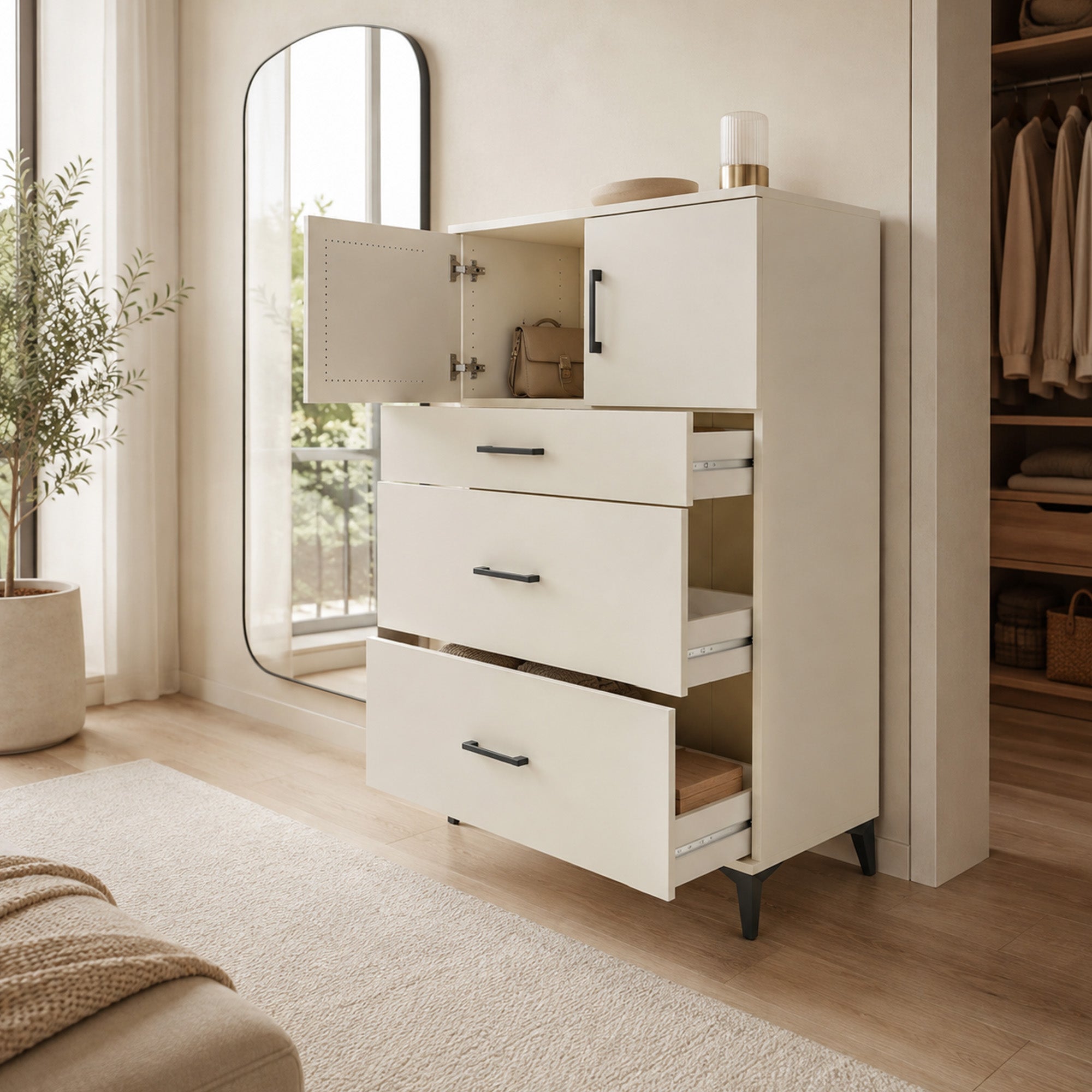 Hyperion Dolap Tek Raflı 3 Çekmeceli 2 Kapaklı 88x44x134 Aytaşı-Aytaşı