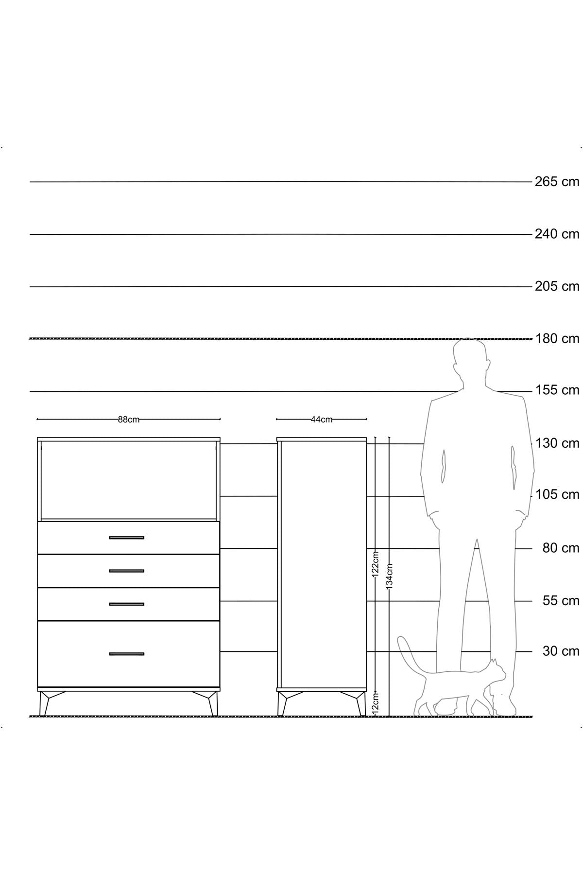Hyperion Dolap Tek Raflı 4 Çekmeceli 88x44x134 Aytaşı-Antrasit