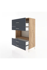 Hyperion Dolap Tek Raflı 4 Çekmeceli 88x44x134 Çam-Antrasit