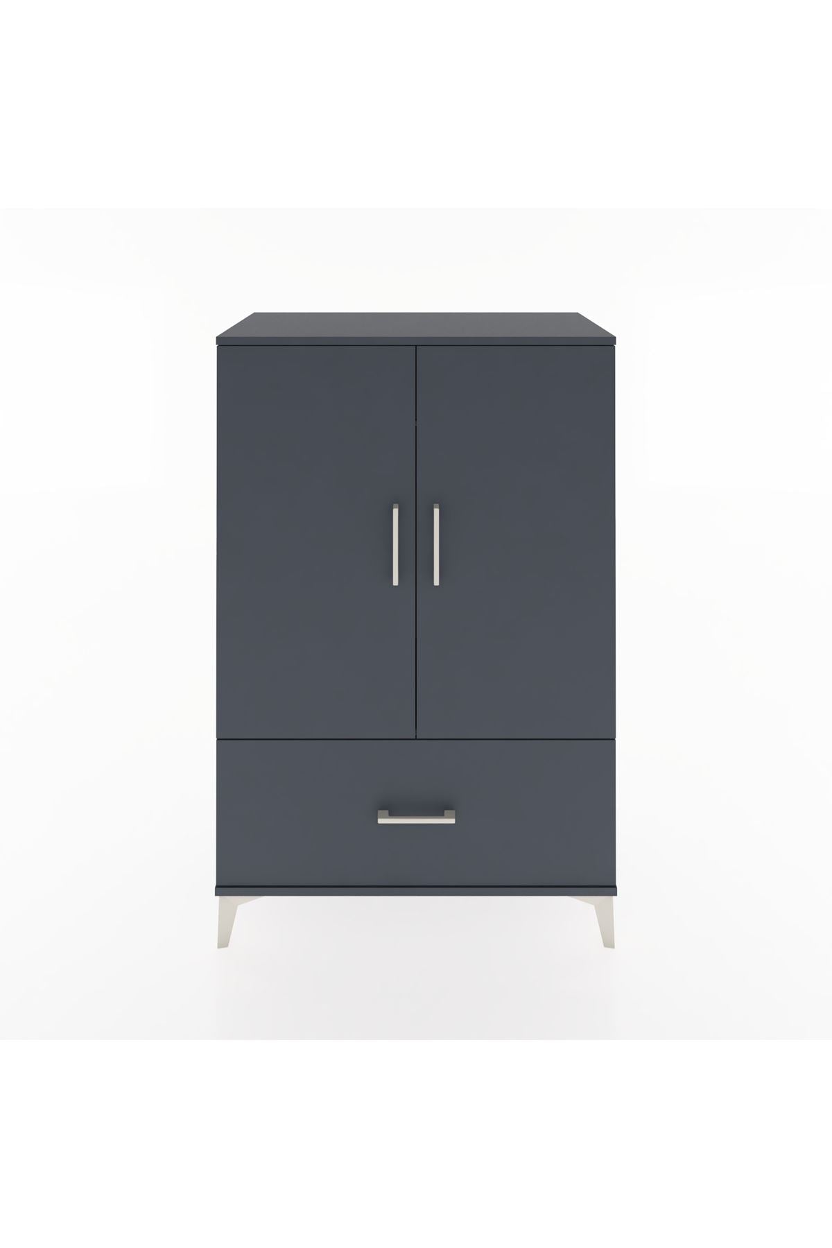 Hyperion Dolap Tek Raflı Tek Çekmeceli Tek Askılı 88x44x134 Antrasit-Antrasit