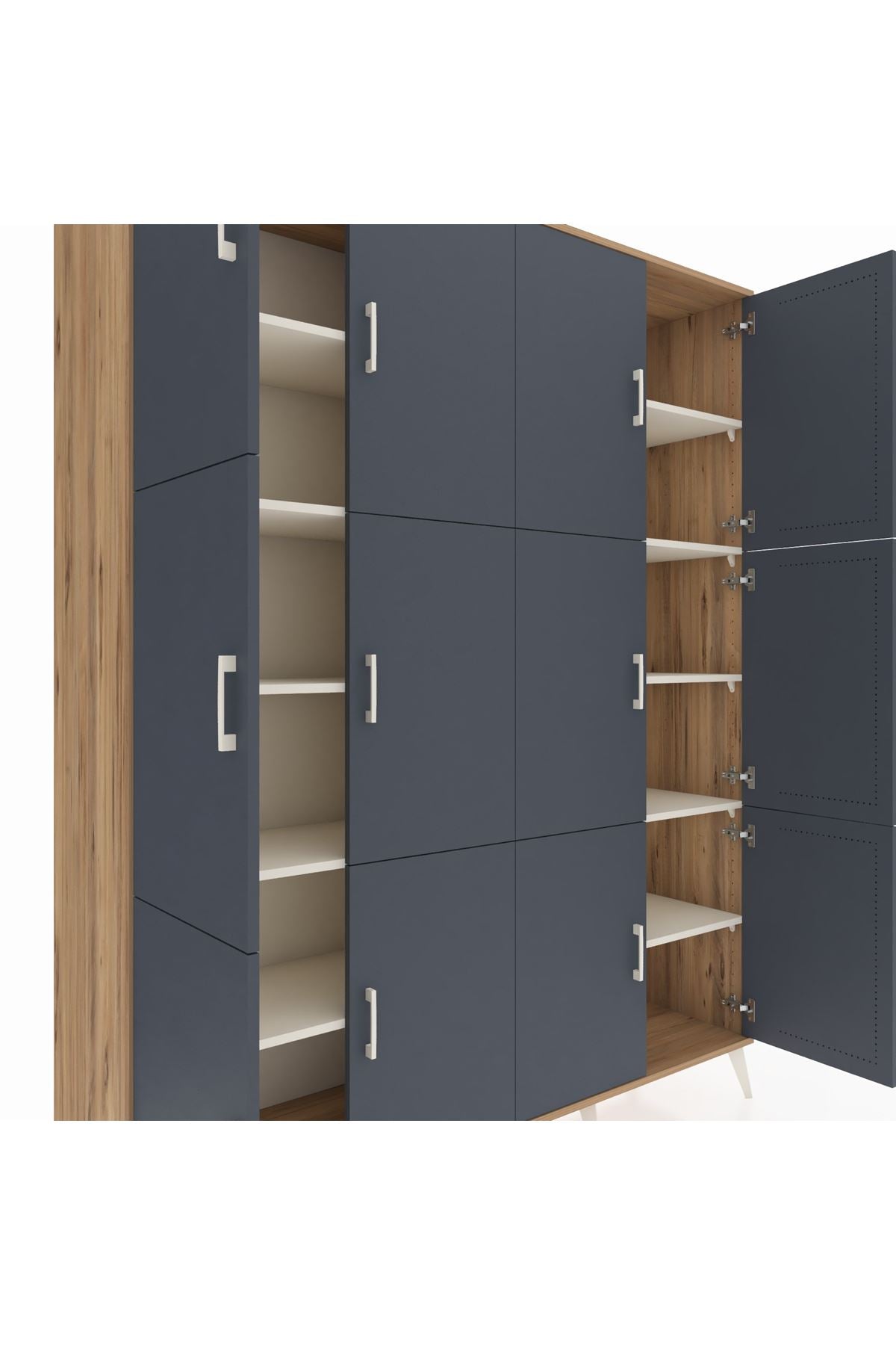 Hyperion Gardrop 10 Raflı 12 Kapaklı 176x44x221 Çam-Antrasit/Aytaşı