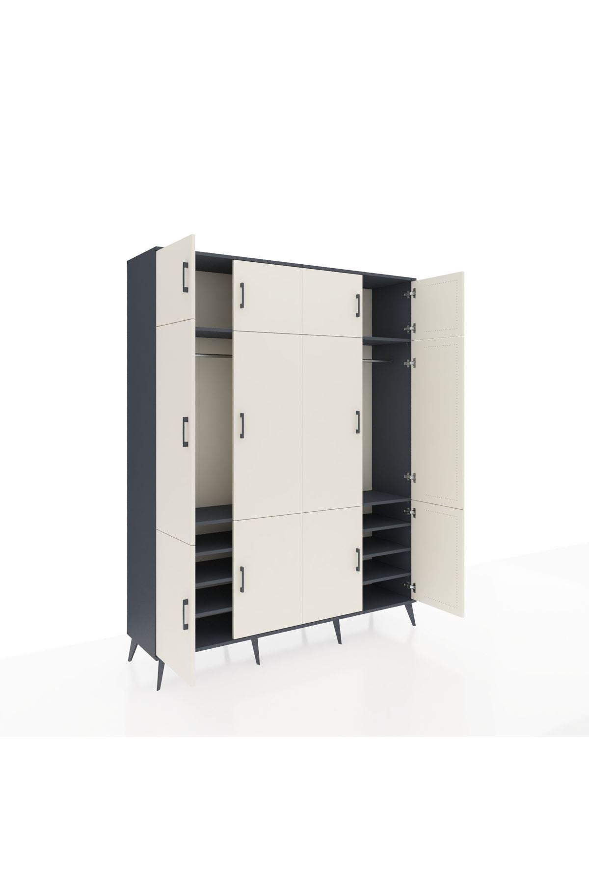 Hyperion Gardrop 10 Raflı 12 Kapaklı 2 Askılı 176x44x221 Antrasit-Aytaşı/Antrasit
