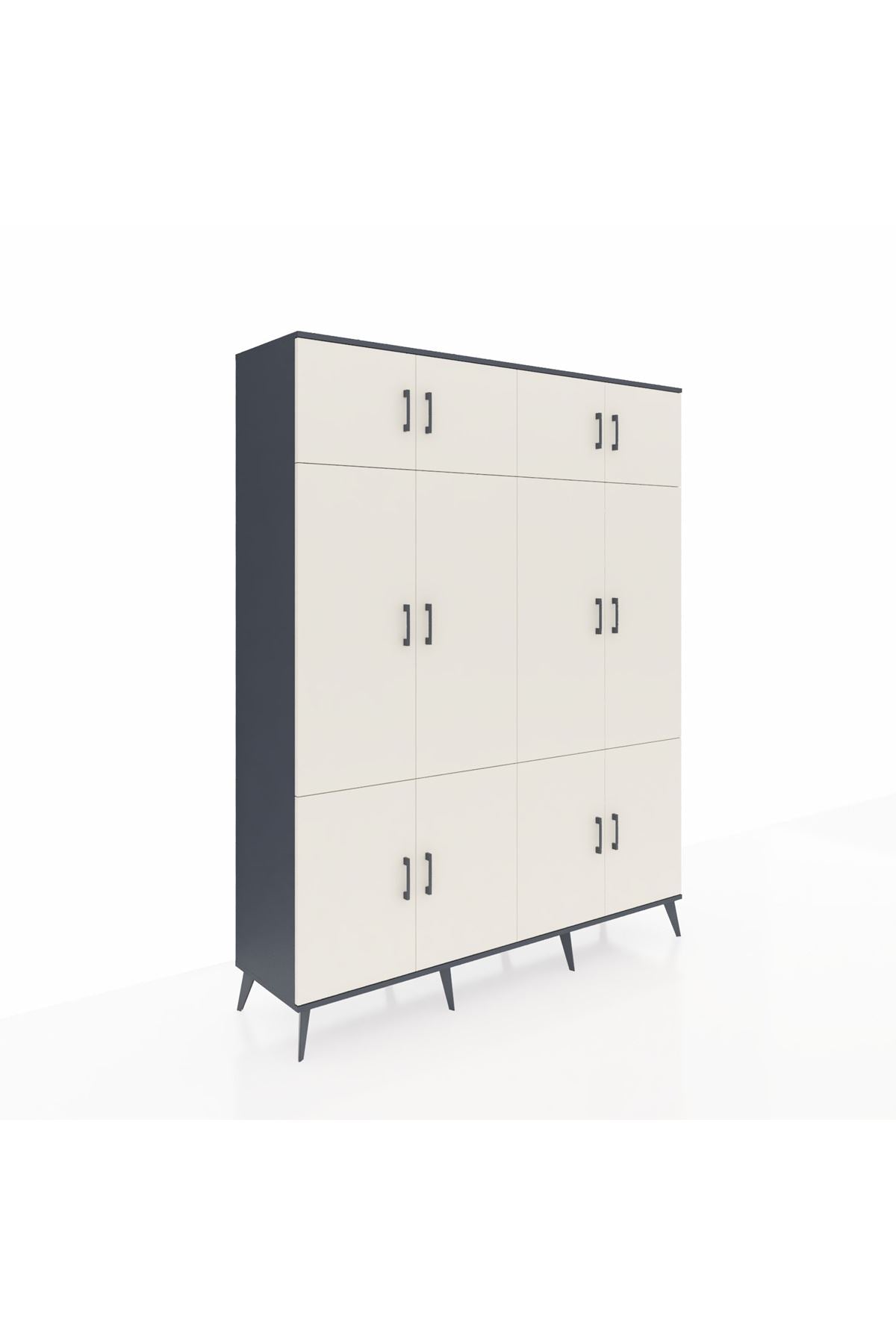Hyperion Gardrop 10 Raflı 12 Kapaklı 2 Askılı 176x44x221 Antrasit-Aytaşı/Antrasit