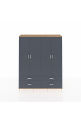 Hyperion Gardrop 10 Raflı 4 Çekmeceli 4 Kapaklı 176x44x221 Çam-Antrasit