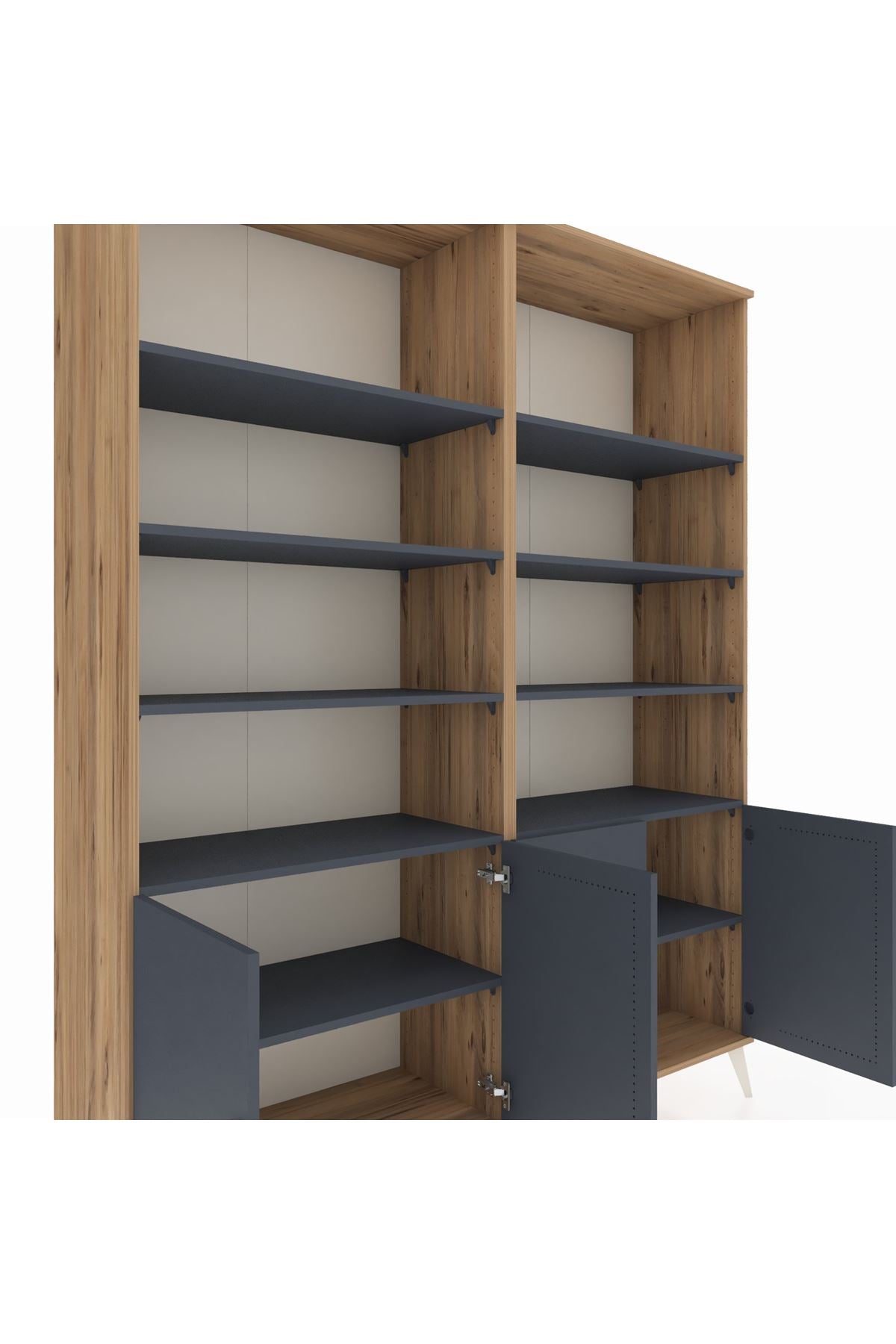 Hyperion Gardrop 10 Raflı 4 Kapaklı 176x44x221 Çam-Antrasit