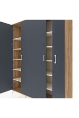 Hyperion Gardrop 10 Raflı 4 Kapaklı 176x44x221 Çam-Antrasit/Aytaşı