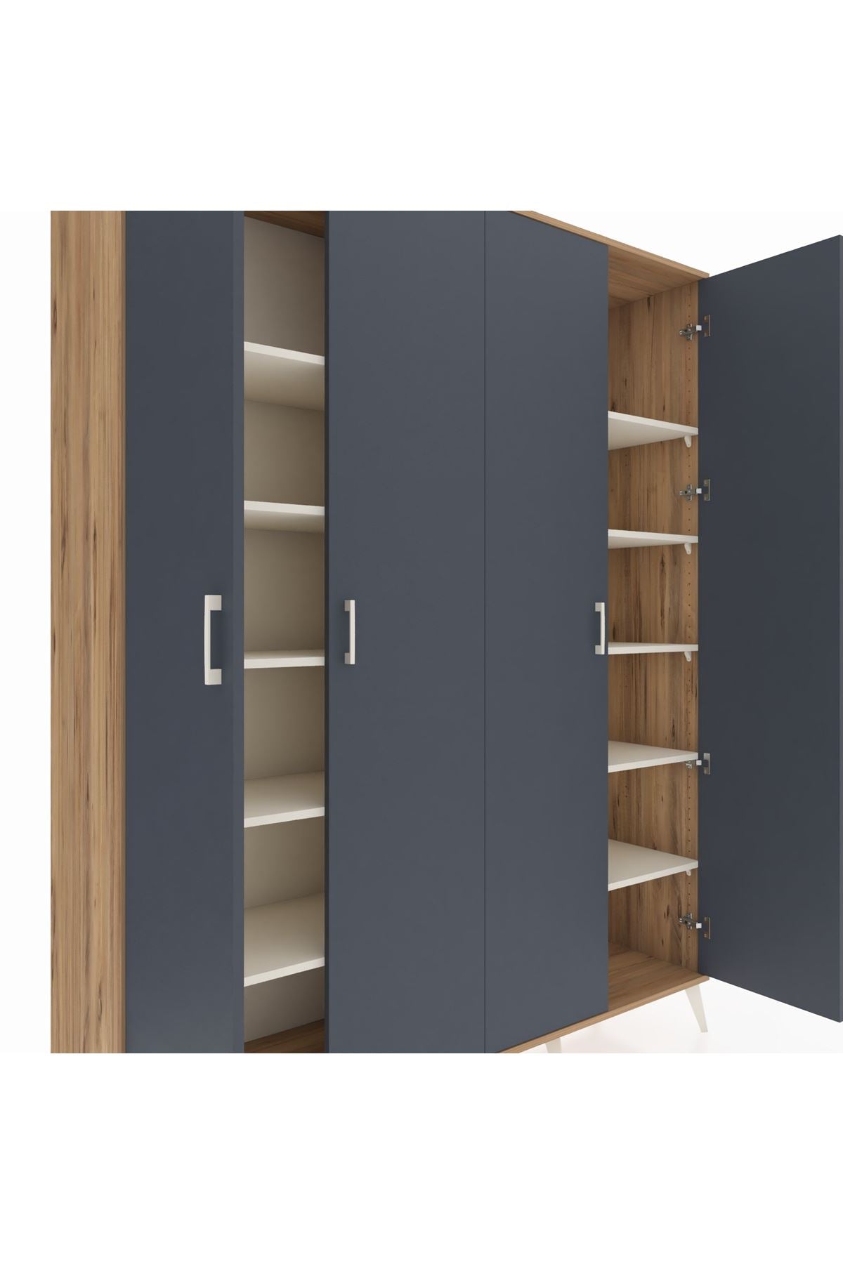 Hyperion Gardrop 10 Raflı 4 Kapaklı 176x44x221 Çam-Antrasit/Aytaşı