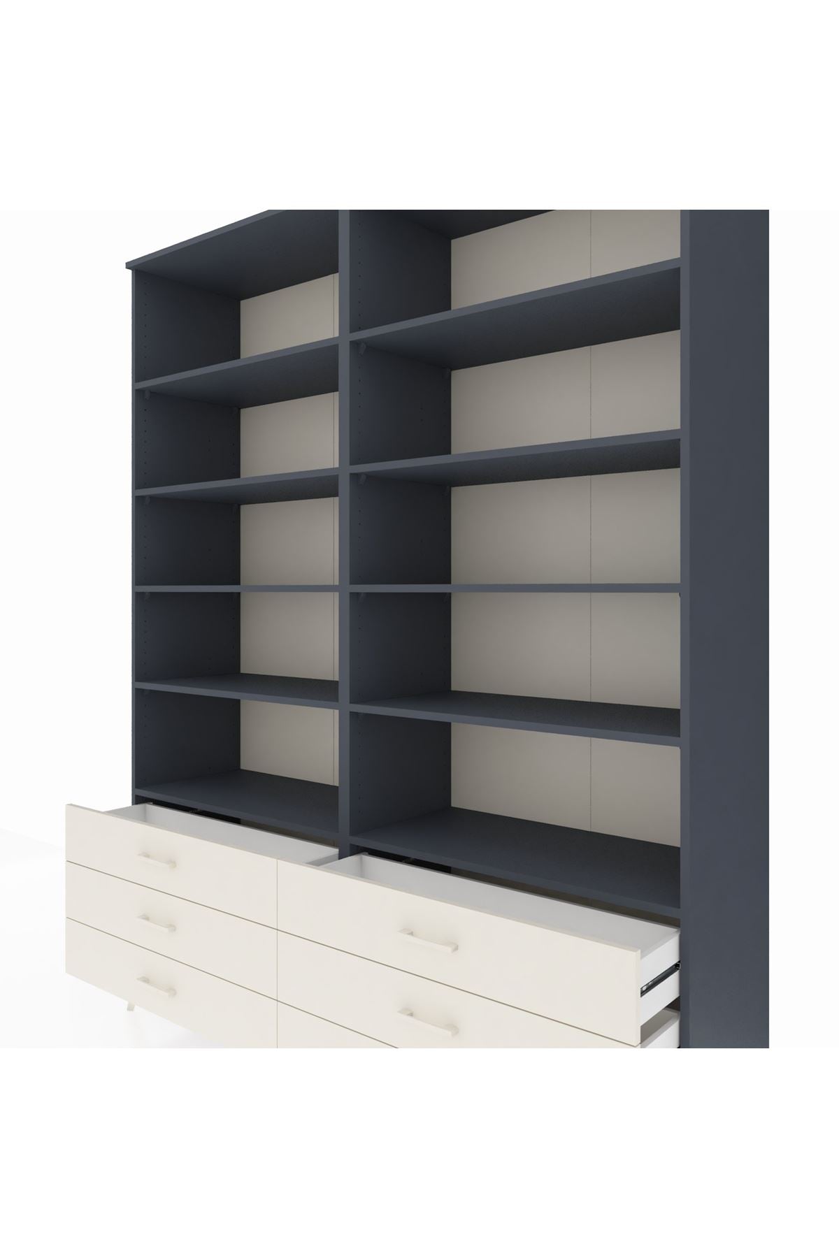Hyperion Gardrop 10 Raflı 6 Çekmeceli  176x44x221 Antrasit-Antrasit/Aytaşı