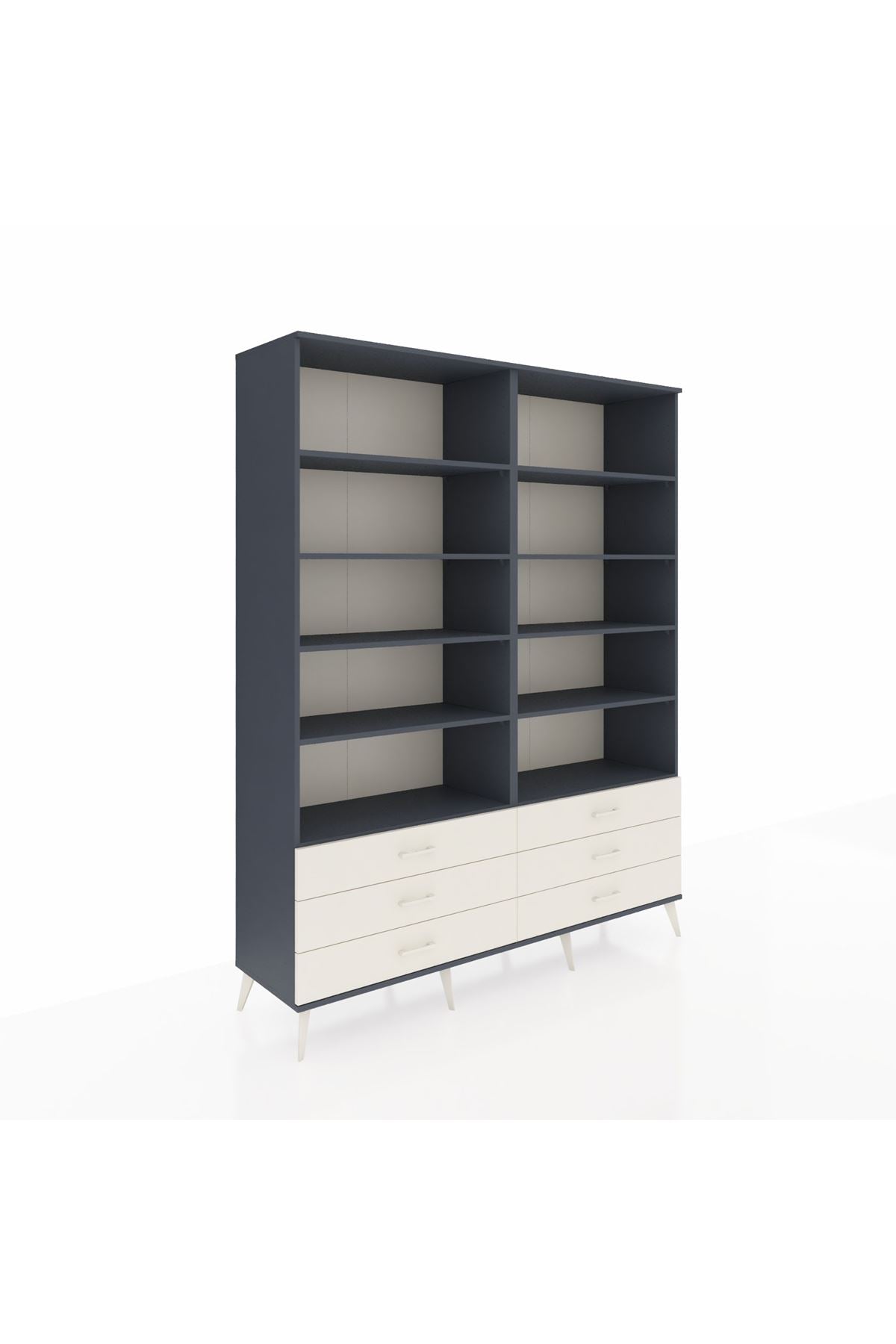 Hyperion Gardrop 10 Raflı 6 Çekmeceli  176x44x221 Antrasit-Antrasit/Aytaşı