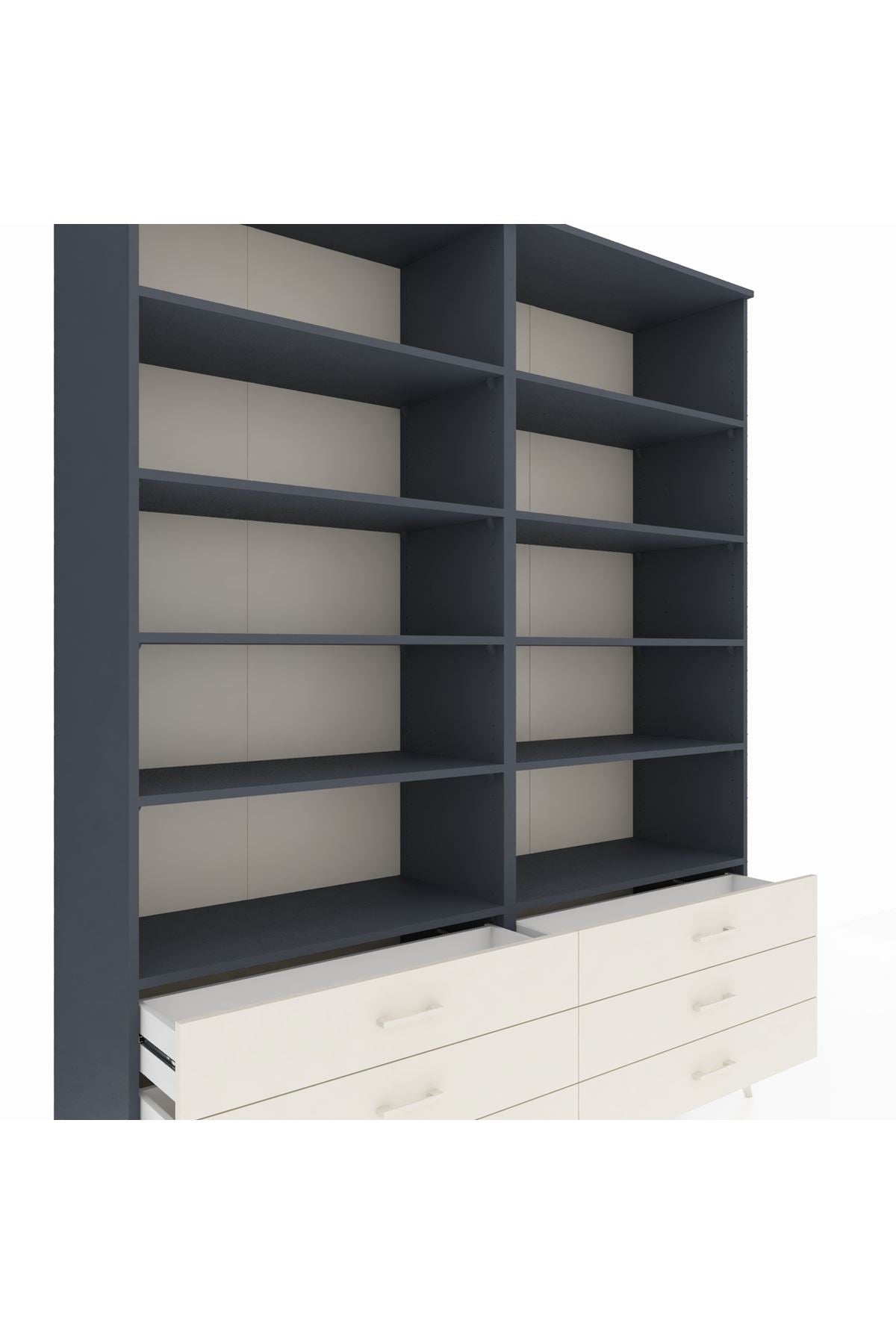 Hyperion Gardrop 10 Raflı 6 Çekmeceli  176x44x221 Antrasit-Antrasit/Aytaşı