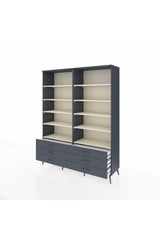 Hyperion Gardrop 10 Raflı 6 Çekmeceli  176x44x221 Antrasit-Aytaşı/Antrasit