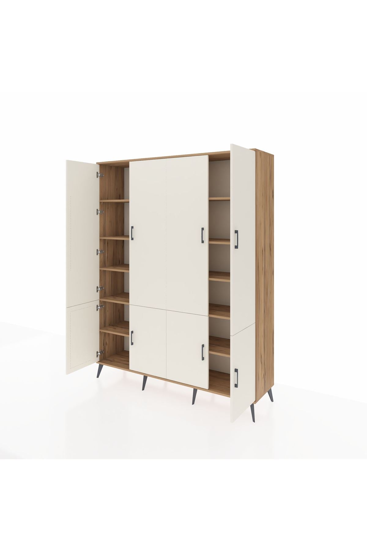 Hyperion Gardrop 10 Raflı 8 Kapaklı 176x44x221 Çam-Aytaşı/Çam