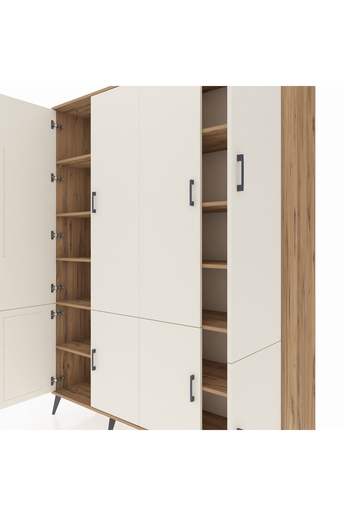 Hyperion Gardrop 10 Raflı 8 Kapaklı 176x44x221 Çam-Aytaşı/Çam