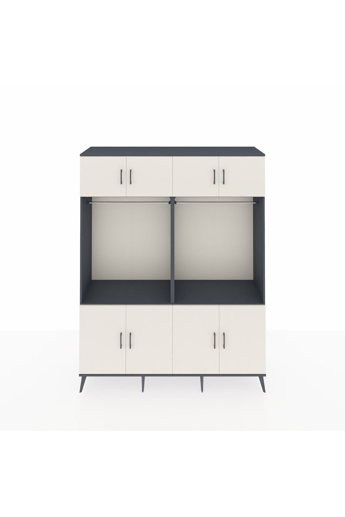 Hyperion Gardrop 10 Raflı 8 Kapaklı 2 Askılı 176x44x221 Antrasit-Aytaşı/Antrasit