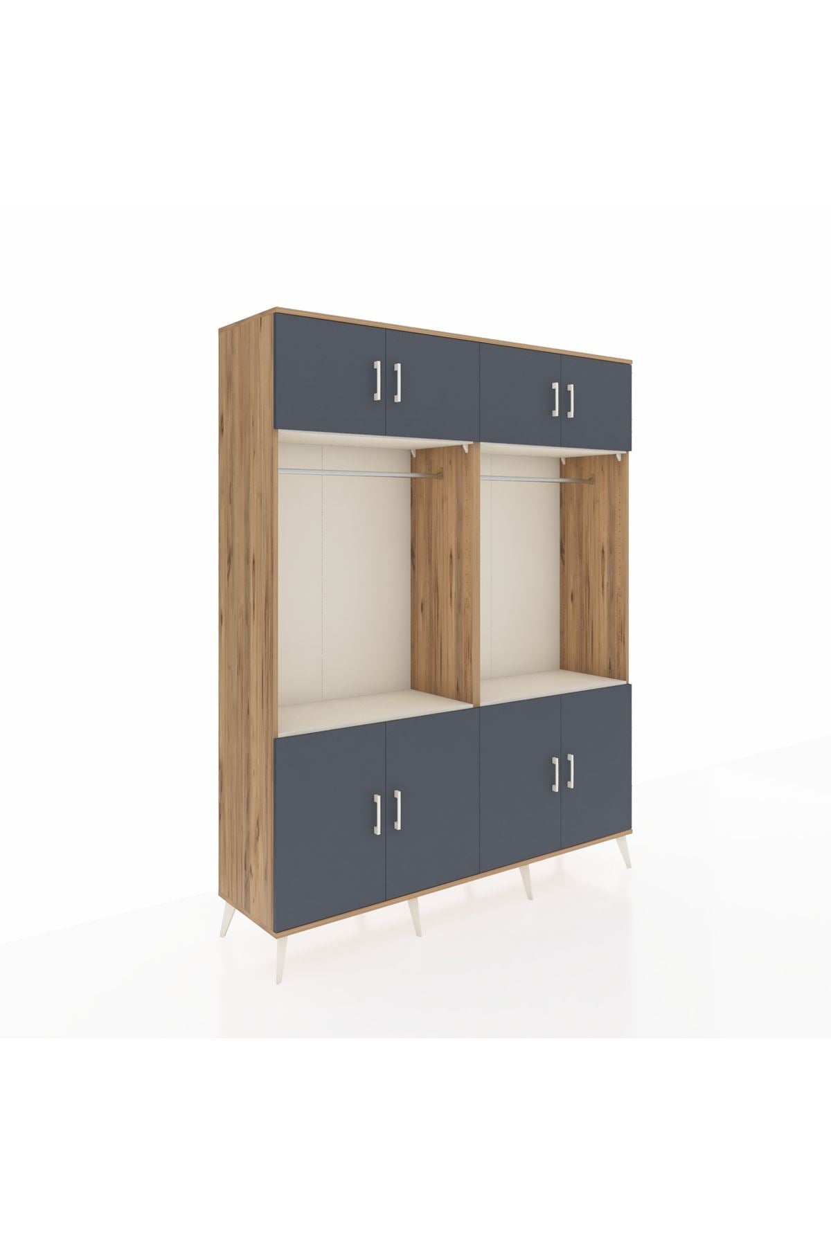Hyperion Gardrop 10 Raflı 8 Kapaklı 2 Askılı 176x44x221 Çam-Antrasit/Aytaşı