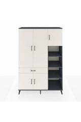Hyperion Gardrop 10 Raflı Tek Çekmeceli 5 Kapaklı 132x44x195 Antrasit-Aytaşı