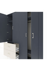 Hyperion Gardrop 4 Raflı 2 Çekmeceli 2 Askılı 176x44x221 Antrasit-Antrasit/Aytaşı