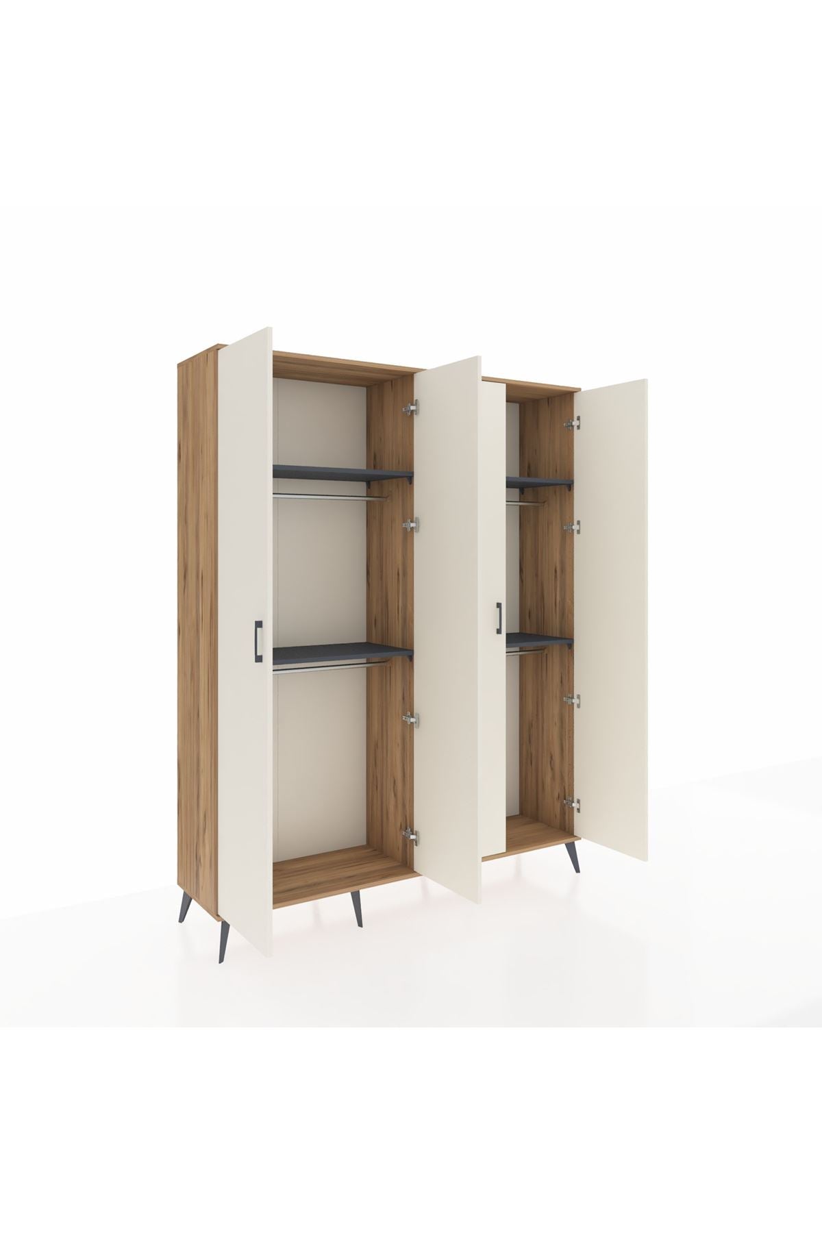 Hyperion Gardrop 4 Raflı 4 Kapaklı 4 Askılı 176x44x221 Çam-Aytaşı/Antrasit