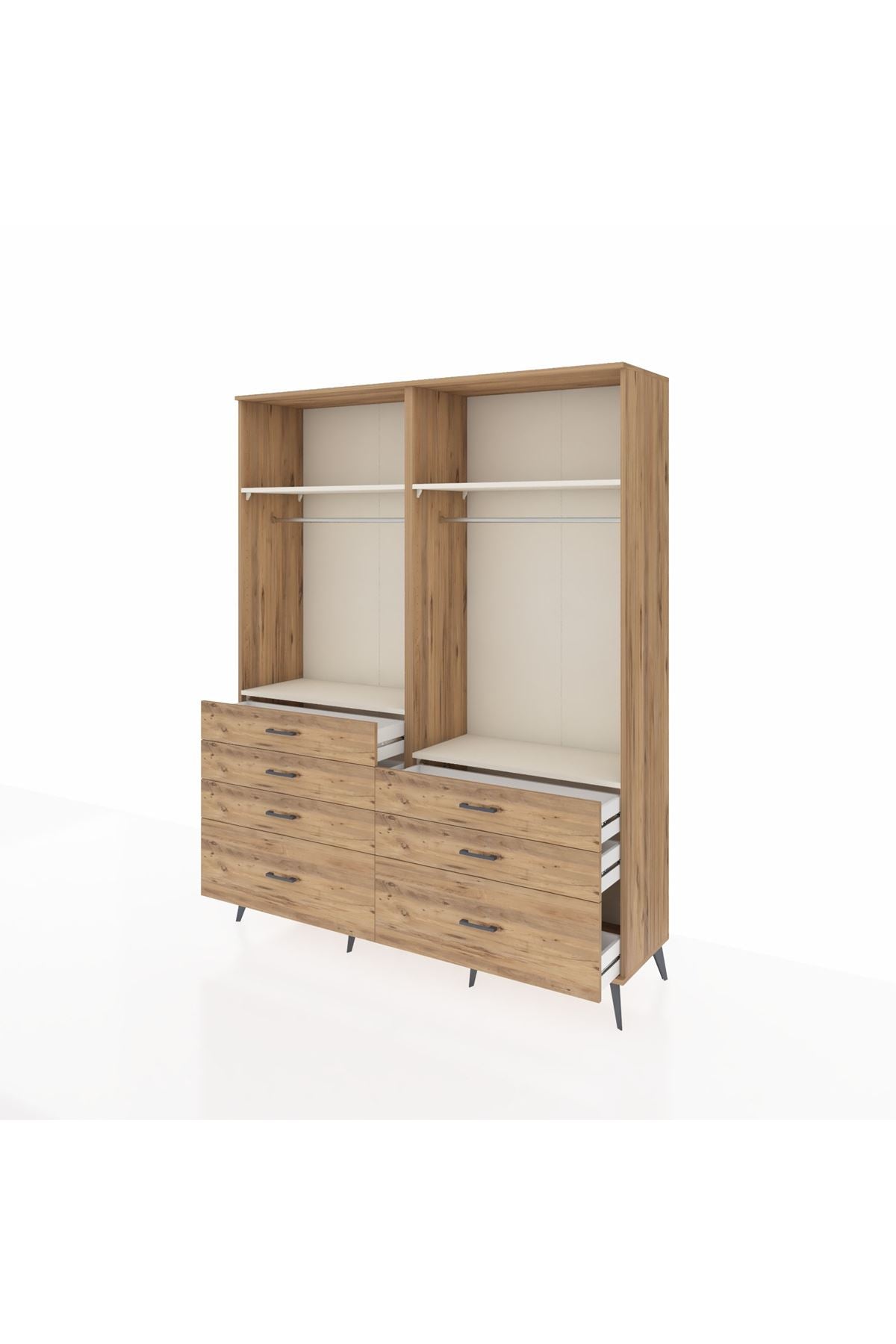Hyperion Gardrop 4 Raflı 7 Çekmeceli 2 Askılı 176x44x221 Çam-Aytaşı/Çam