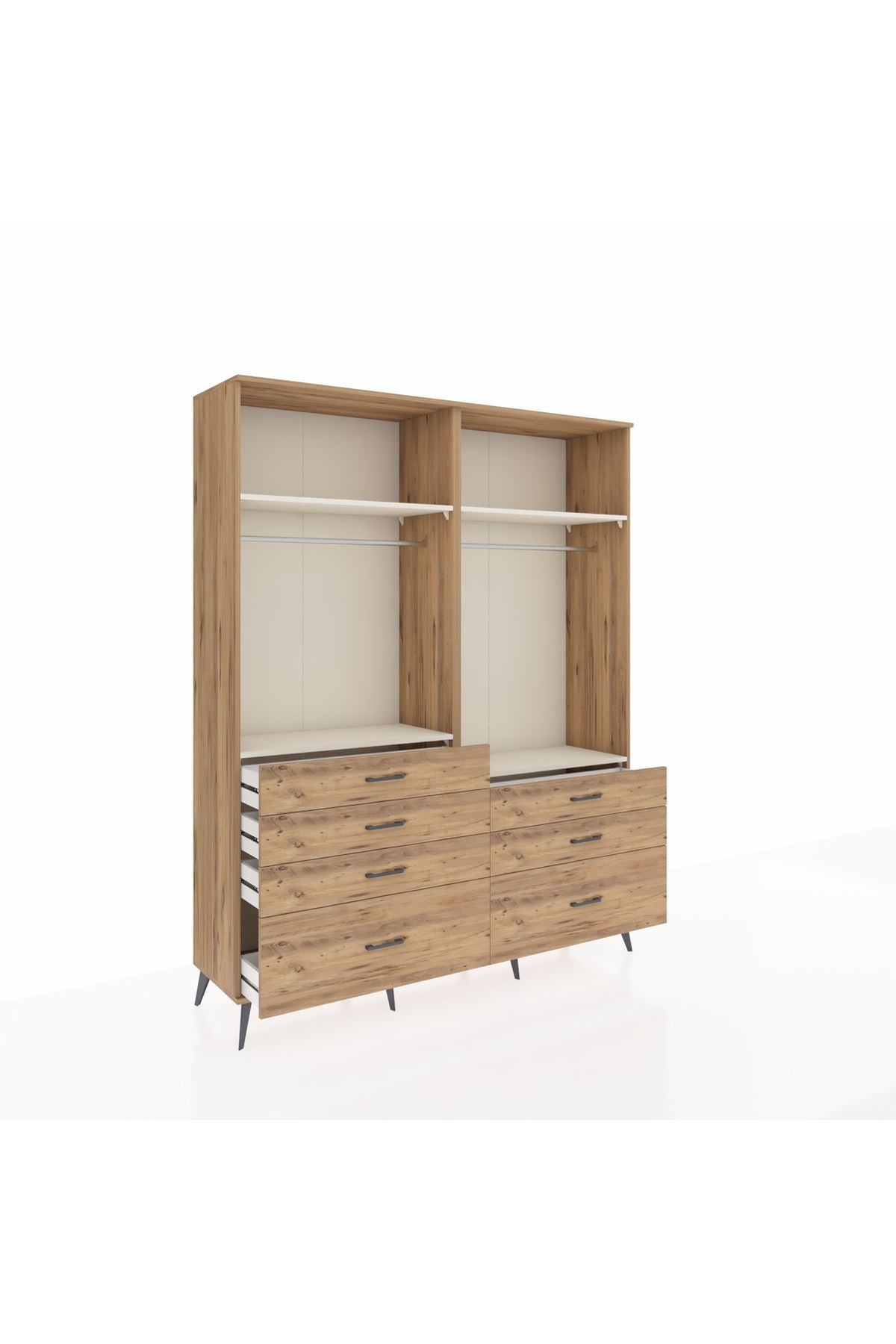 Hyperion Gardrop 4 Raflı 7 Çekmeceli 2 Askılı 176x44x221 Çam-Aytaşı/Çam