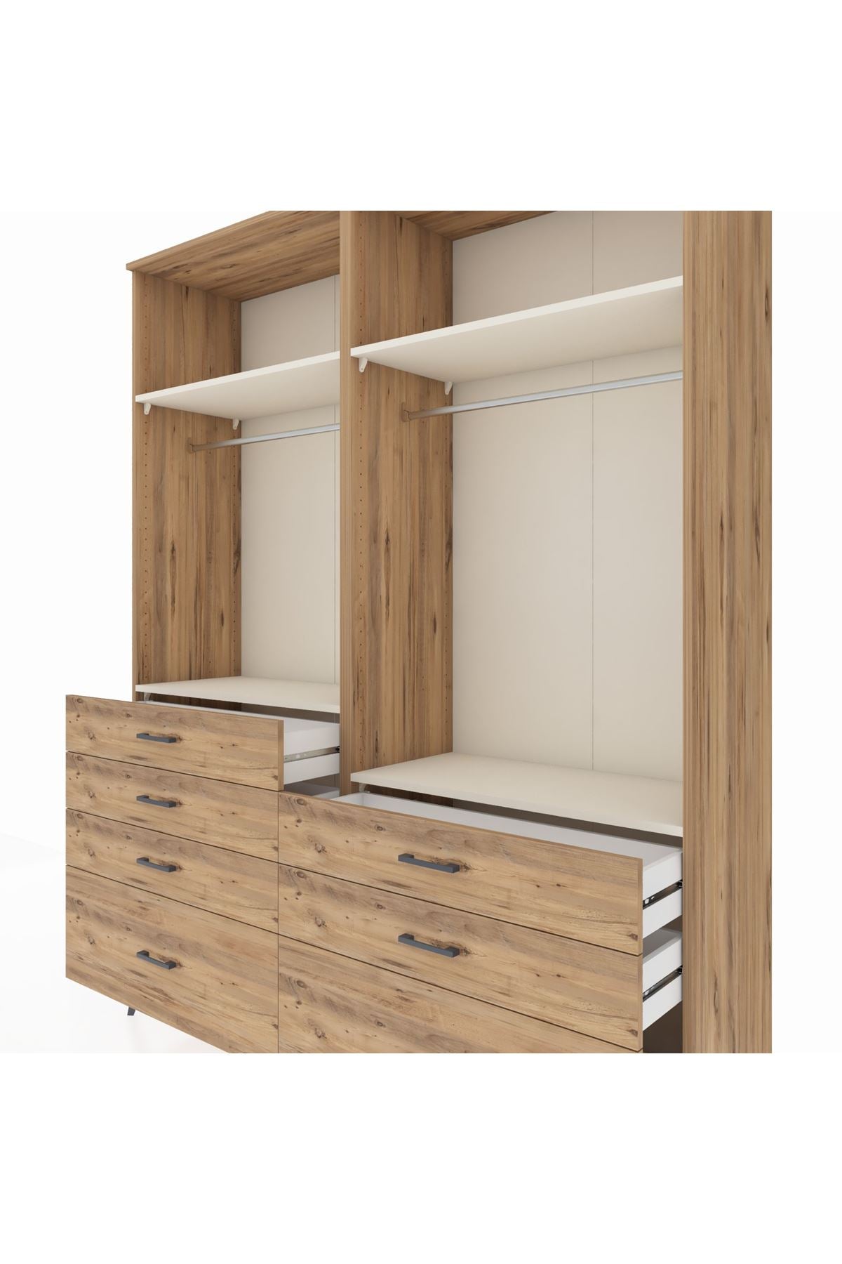 Hyperion Gardrop 4 Raflı 7 Çekmeceli 2 Askılı 176x44x221 Çam-Aytaşı/Çam