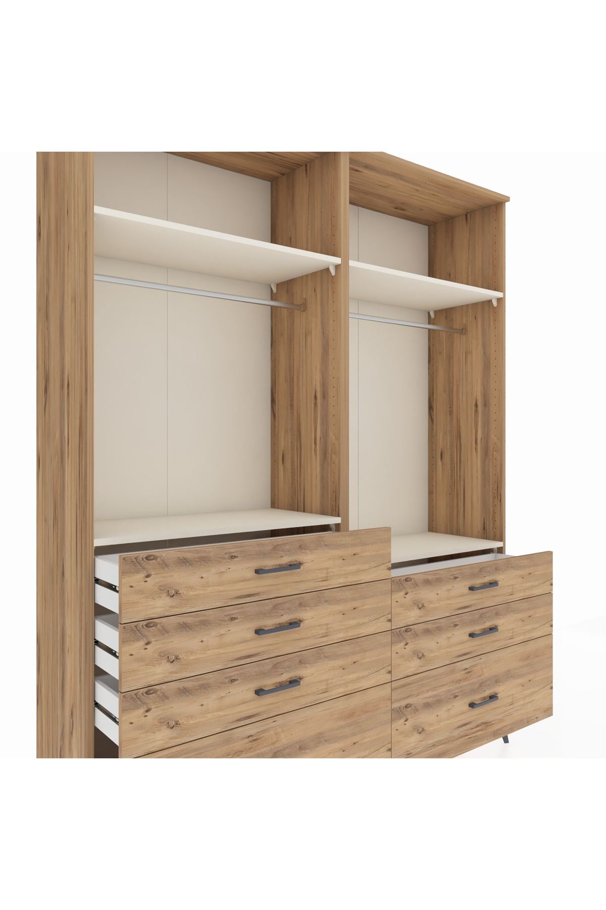 Hyperion Gardrop 4 Raflı 7 Çekmeceli 2 Askılı 176x44x221 Çam-Aytaşı/Çam