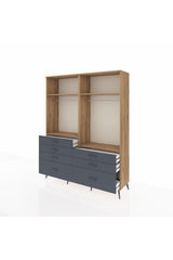 Hyperion Gardrop 4 Raflı 7 Çekmeceli 2 Askılı 176x44x221 Çam-Çam/Antrasit