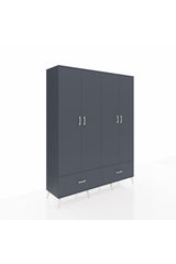 Hyperion Gardrop 6 Raflı 2 Çekmeceli 2 Askılı 176x44x221 Antrasit-Antrasit