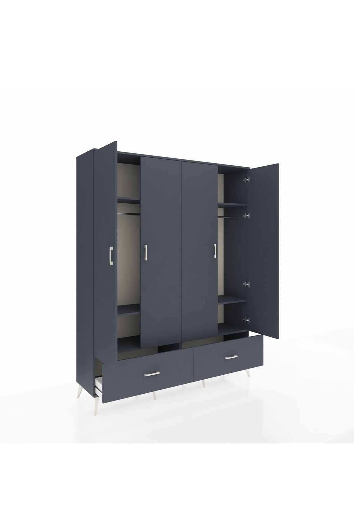 Hyperion Gardrop 6 Raflı 2 Çekmeceli 2 Askılı 176x44x221 Antrasit-Antrasit