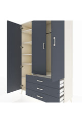 Hyperion Gardrop 6 Raflı 3 Çekmeceli Tek Askılı 132x44x195 Aytaşı-Antrasit