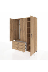 Hyperion Gardrop 6 Raflı 3 Çekmeceli Tek Askılı 132x44x195 Çam-Çam