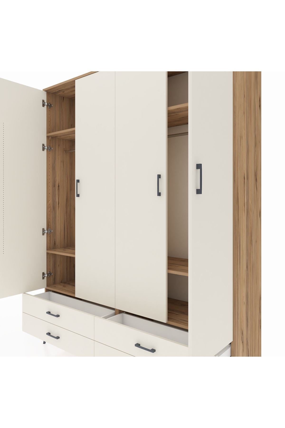 Hyperion Gardrop 6 Raflı 4 Çekmeceli 2 Askılı 176x44x221 Çam-Aytaşı