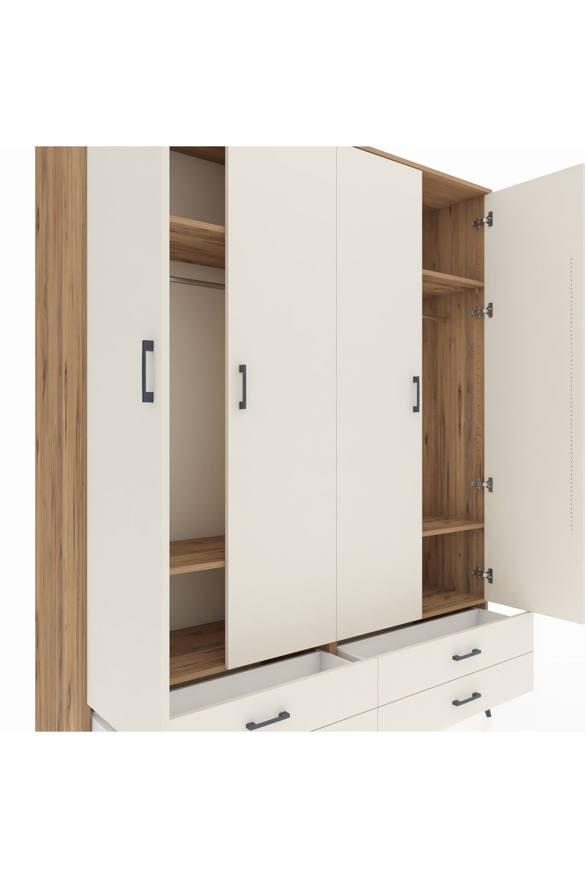 Hyperion Gardrop 6 Raflı 4 Çekmeceli 2 Askılı 176x44x221 Çam-Aytaşı