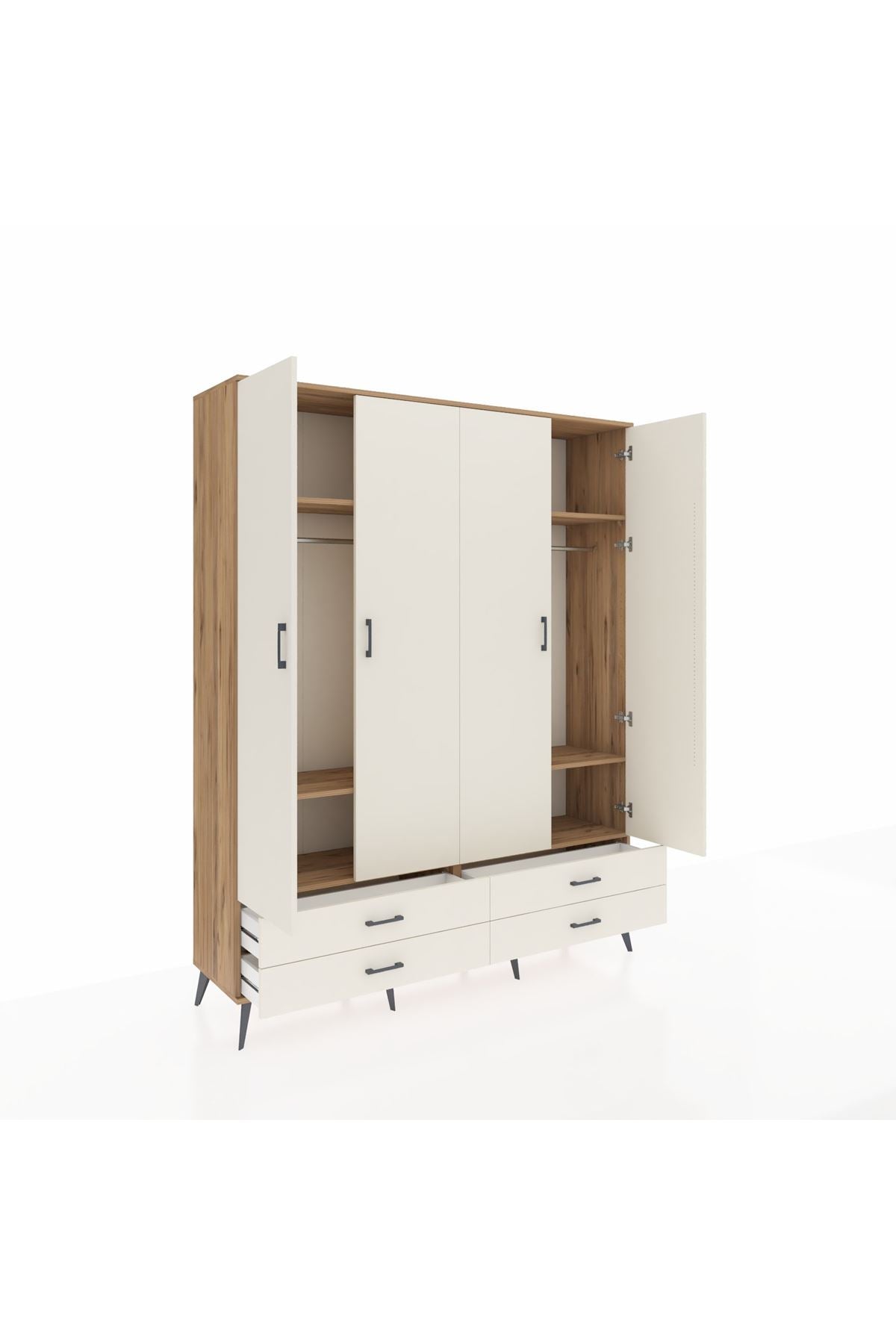Hyperion Gardrop 6 Raflı 4 Çekmeceli 2 Askılı 176x44x221 Çam-Aytaşı