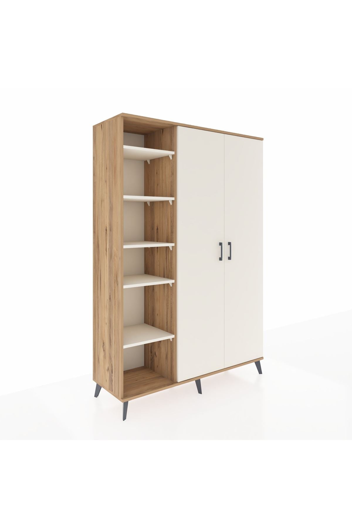 Hyperion Gardrop 7 Raflı 2 Kapaklı Tek Askılı 132x44x195 Çam-Aytaşı
