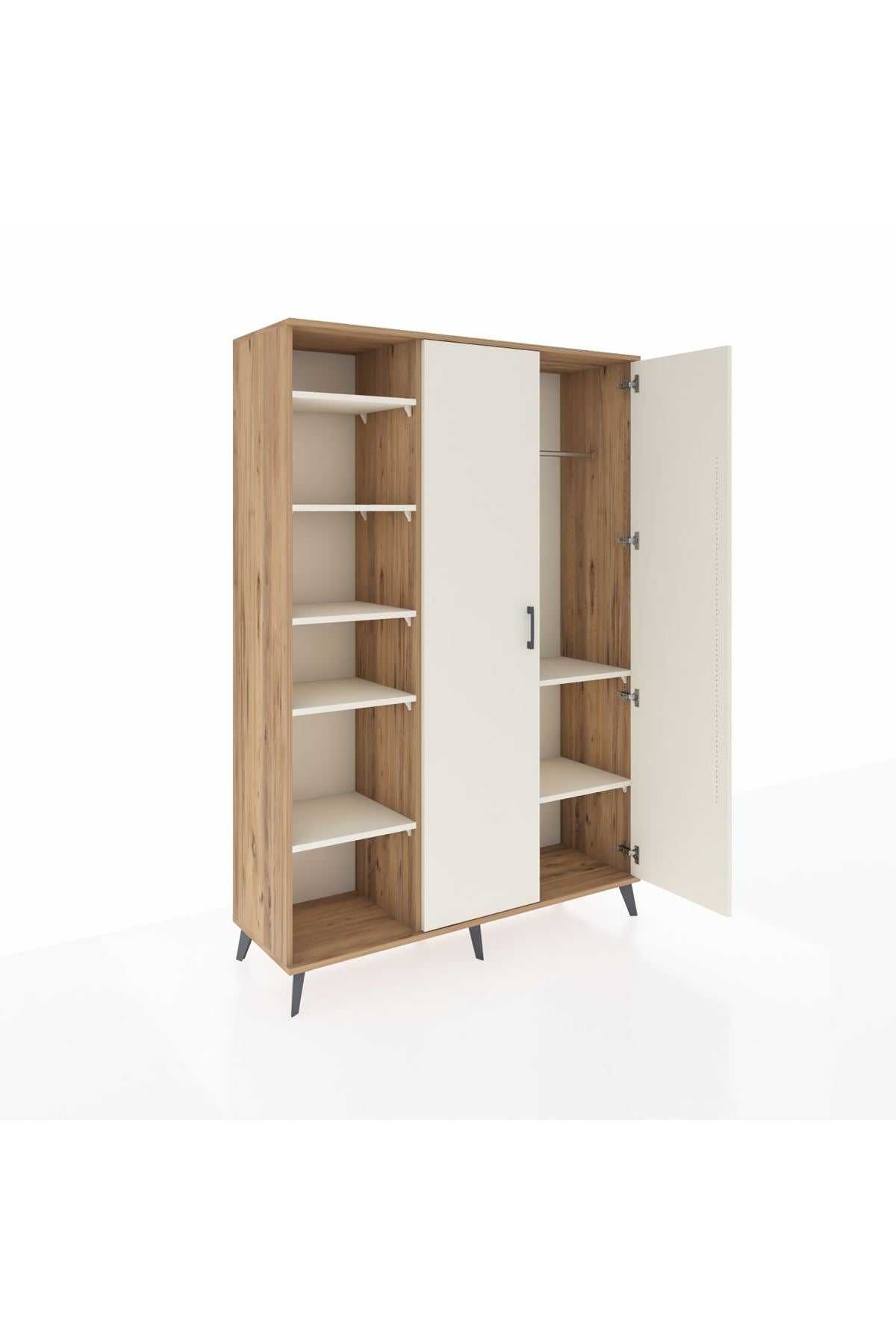 Hyperion Gardrop 7 Raflı 2 Kapaklı Tek Askılı 132x44x195 Çam-Aytaşı
