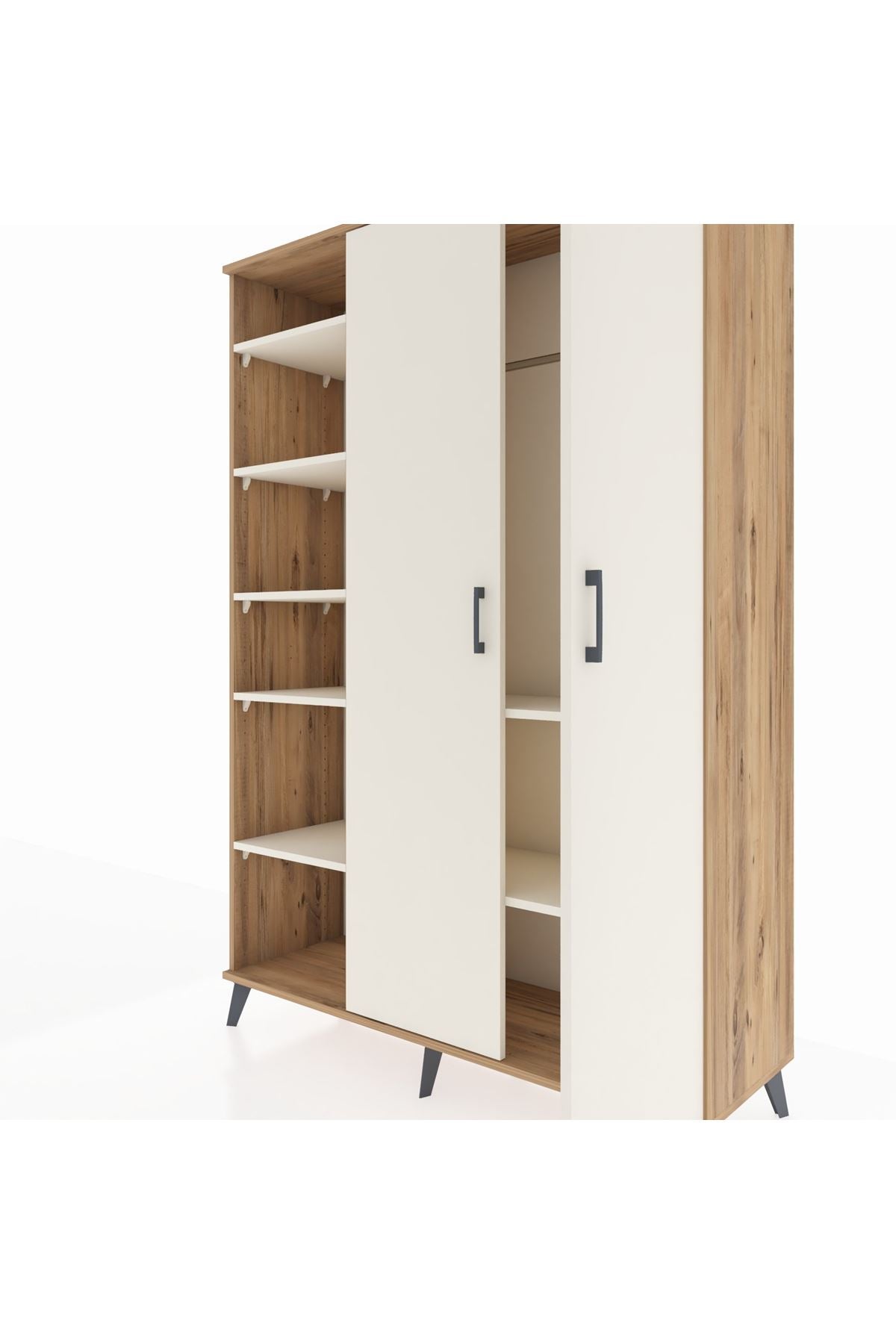 Hyperion Gardrop 7 Raflı 2 Kapaklı Tek Askılı 132x44x195 Çam-Aytaşı