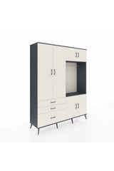 Hyperion Gardrop 7 Raflı 3 Çekmeceli Tek Askılı 176x44x221 Antrasit-Aytaşı