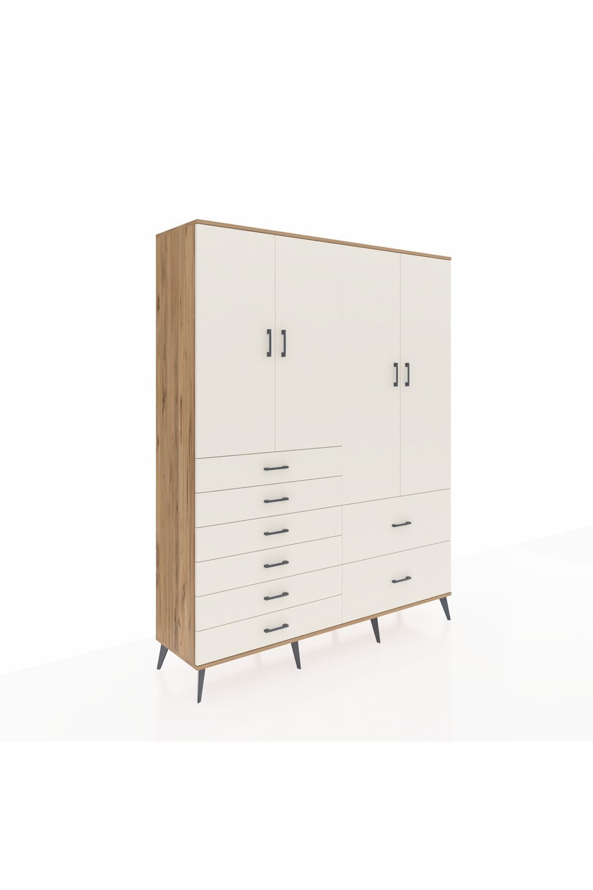 Hyperion Gardrop 7 Raflı 8 Çekmeceli 4 Kapaklı 176x44x221 Çam-Aytaşı