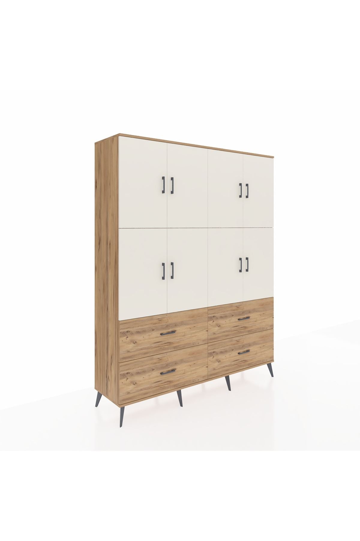 Hyperion Gardrop 8 Raflı 4 Çekmeceli 8 Kapaklı 176x44x221 Çam-Aytaşı/Çam