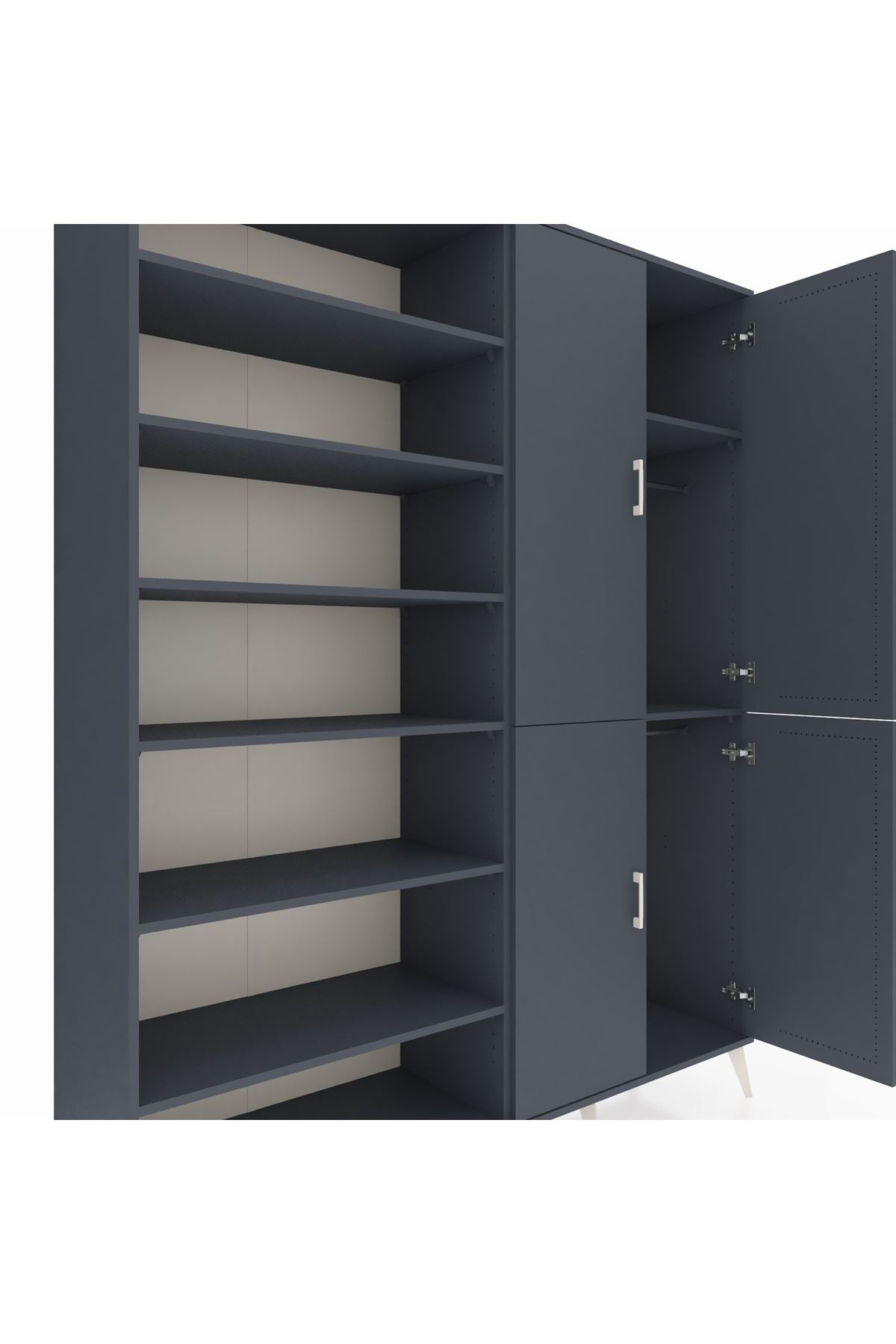 Hyperion Gardrop 8 Raflı 4 Kapaklı 2 Askılı 176x44x221 Antrasit-Antrasit