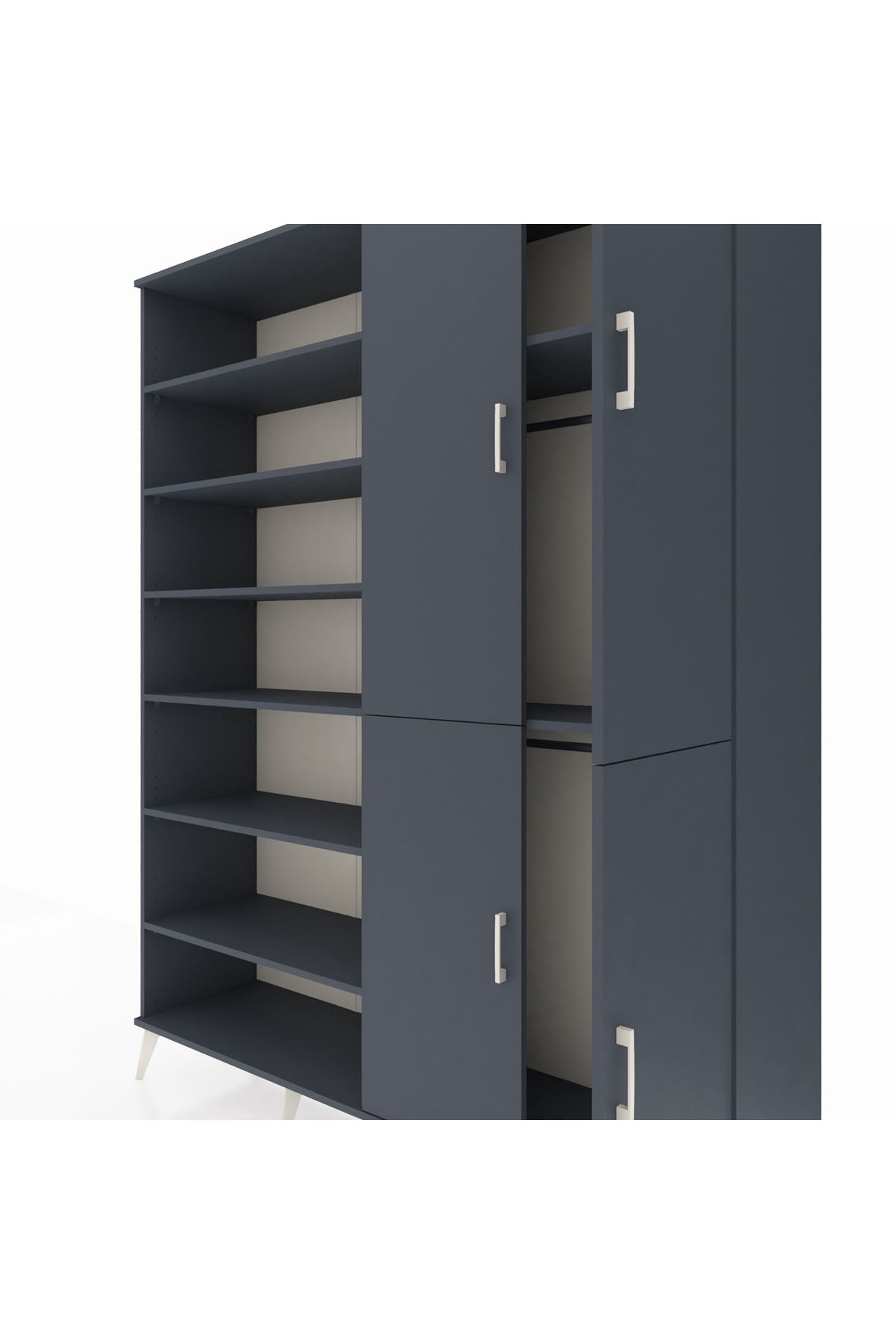 Hyperion Gardrop 8 Raflı 4 Kapaklı 2 Askılı 176x44x221 Antrasit-Antrasit
