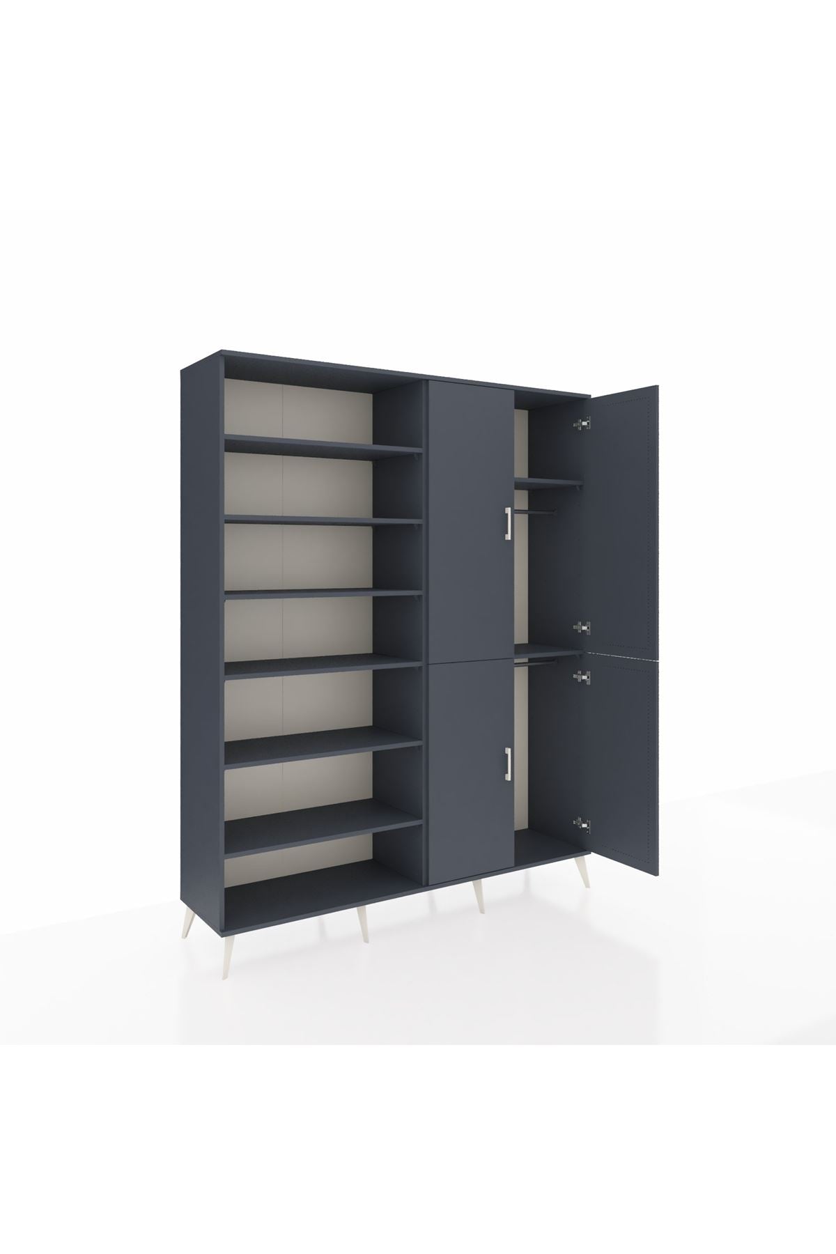 Hyperion Gardrop 8 Raflı 4 Kapaklı 2 Askılı 176x44x221 Antrasit-Antrasit