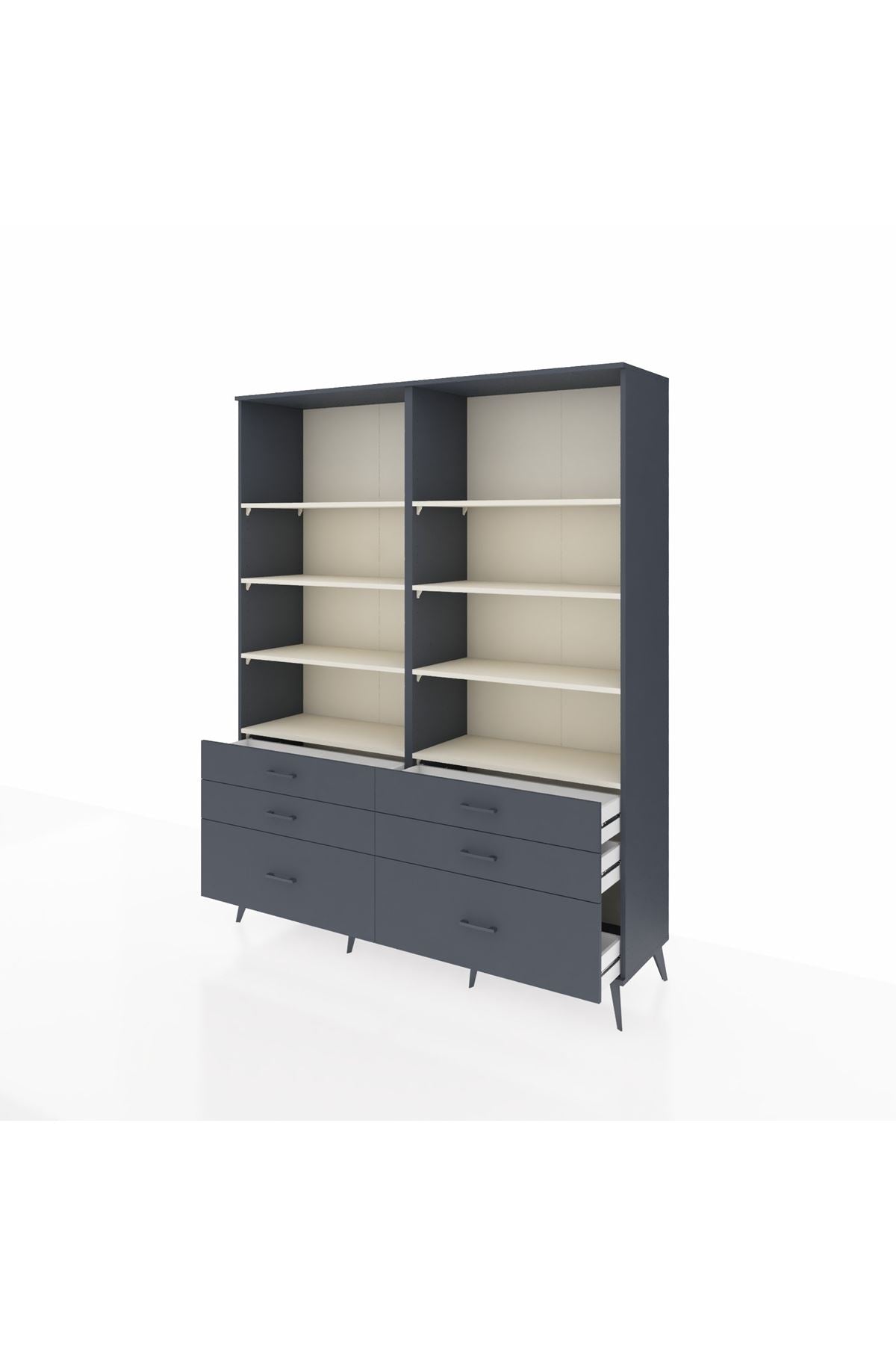 Hyperion Gardrop 8 Raflı 6 Çekmeceli  176x44x221 Antrasit-Aytaşı/Antrasit
