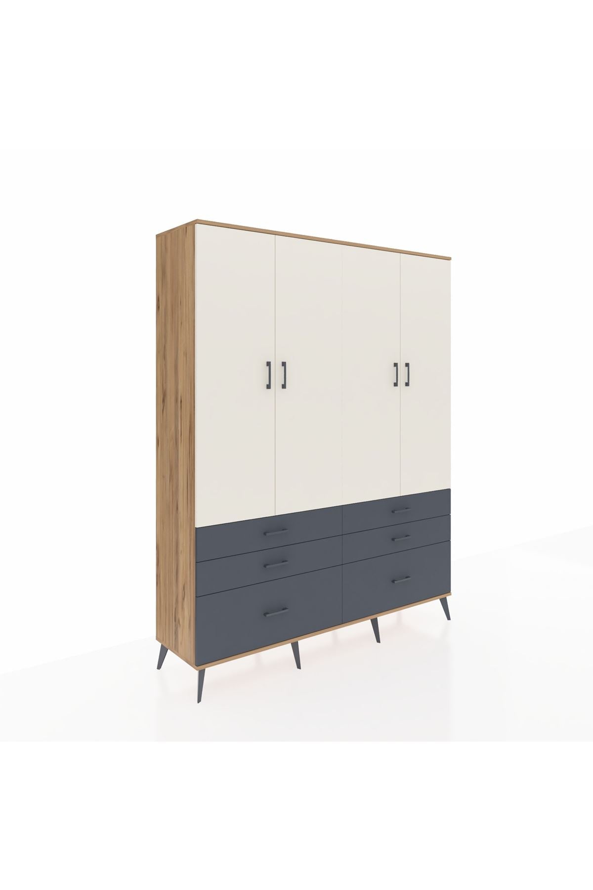 Hyperion Gardrop 8 Raflı 6 Çekmeceli 4 Kapaklı 176x44x221 Çam-Aytaşı/Antrasit