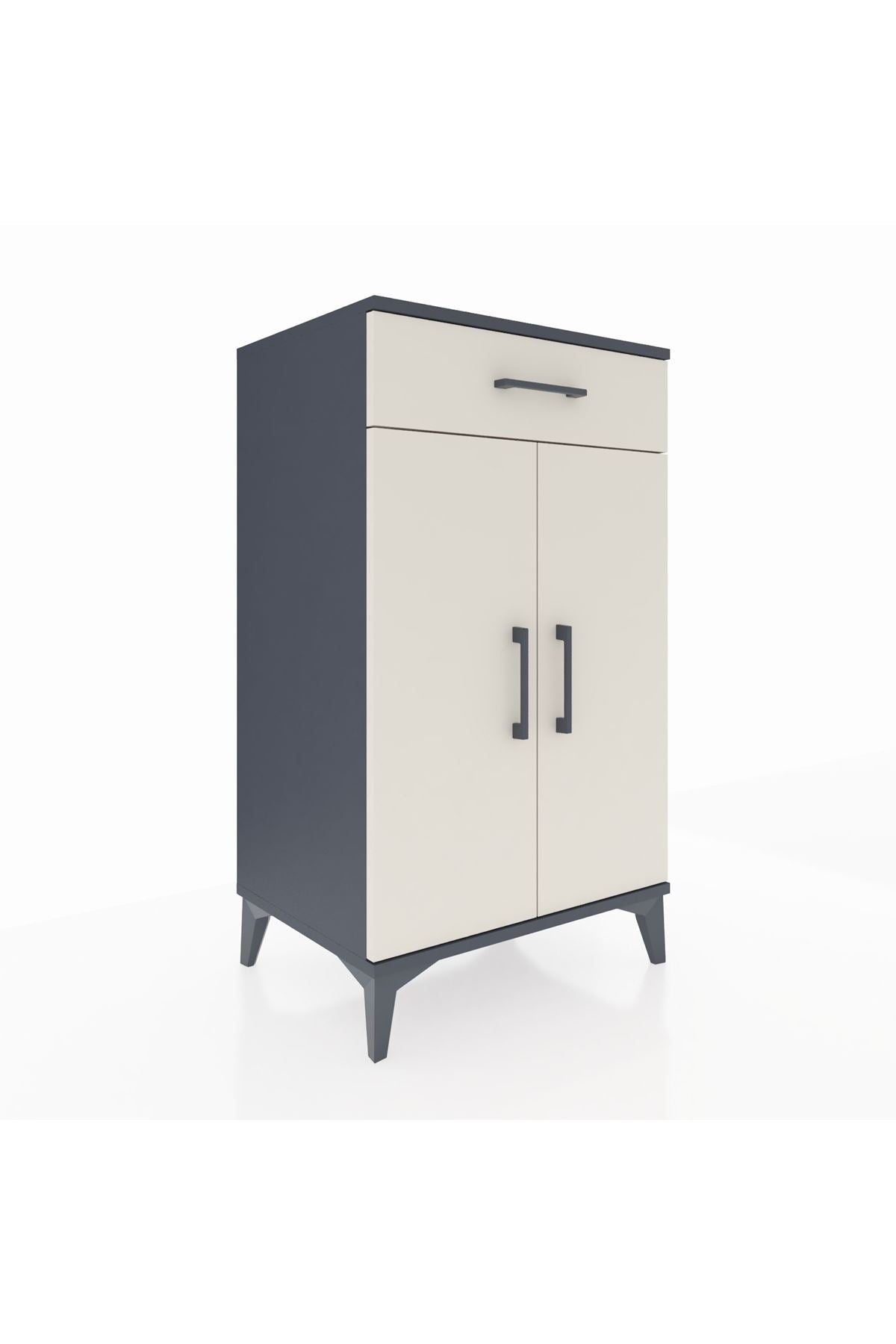 Hyperion Komodin 2 Raflı Tek Çekmeceli 2 Kapaklı 60x44x106 Antrasit-Aytaşı