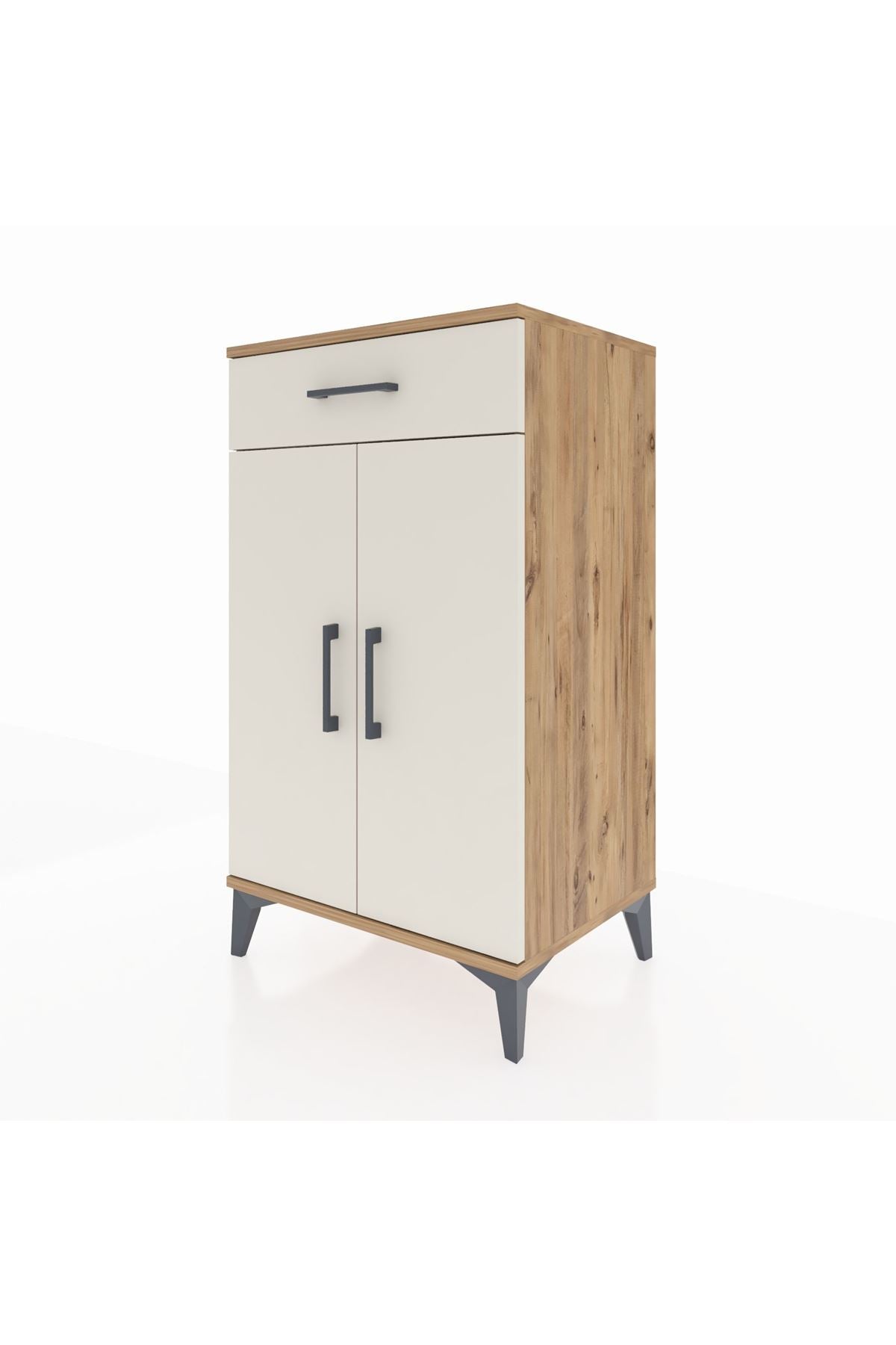 Hyperion Komodin 2 Raflı Tek Çekmeceli 2 Kapaklı 60x44x106 Çam-Aytaşı